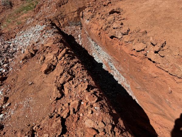 Clay visible in trench