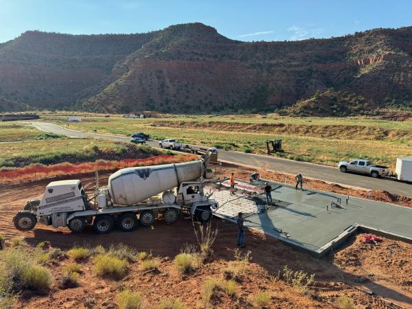 Concrete truck from above