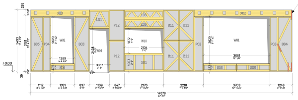 Back wall panels with openings